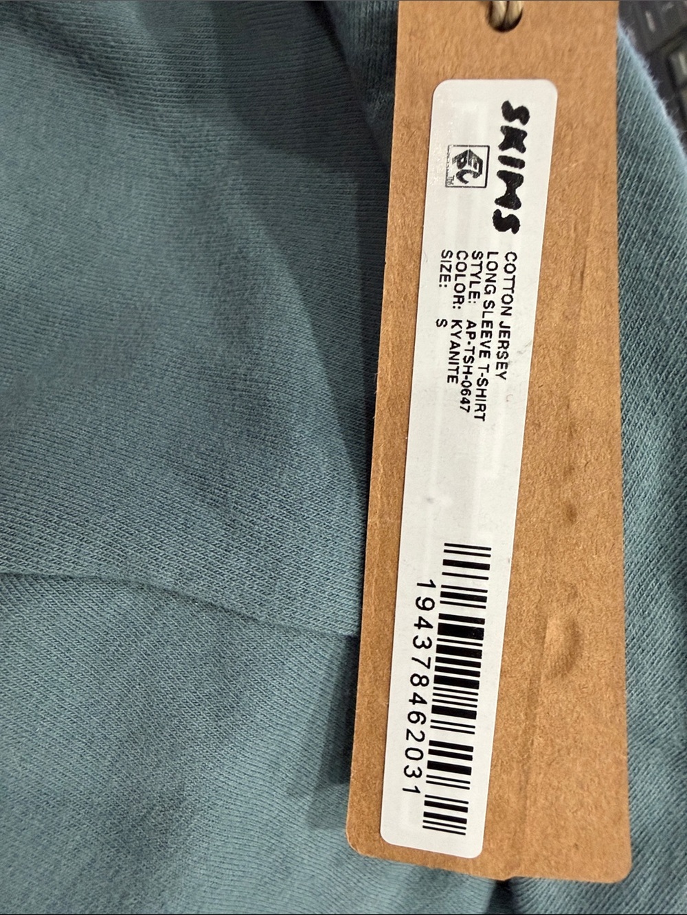 Skims NWT COTTON JERSEY LONG SLEEVE T-SHIRT Color KYANITE SZ SMALL - Picture 6 of 8